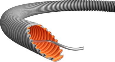 Evopipes EVOEL FM-0H-SMART D=40mm 750N Halogen free corrugated pipe, grey, with wire (50 m on roll) 1030504025001C08002 | Elektrika.lv