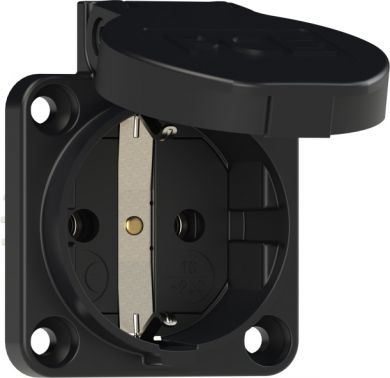 PCE Socket outlet with protective contact 50x50 nat IP54 screwless (black) 109-0S | Elektrika.lv