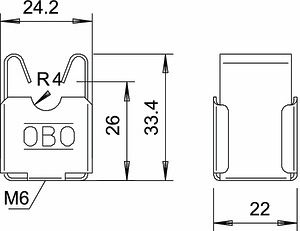 Obo Bettermann Безболтовой держатель для круглых проводников Rd 8, со сквозным отверстием Ø 5 мм, 177 20 VA M6 5207339 | Elektrika.lv