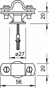 Obo Bettermann Rod holder for 16 mm interception and earth entry rods, with screw and anchor, Rd 16, 113 B-Z-HD 5412803 | Elektrika.lv