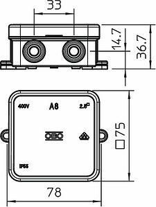 Obo Bettermann Junction box A8 A8 75x75x36 mm IP55 with lid 2000016 | Elektrika.lv