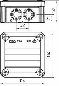 Obo Bettermann Junction box T 60 114x114x57 mm with lid 2007061 | Elektrika.lv