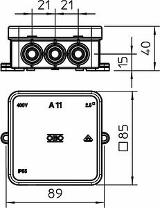 Obo Bettermann Junction box A11 85x85x40 mm IP55 with lid 2000342 | Elektrika.lv