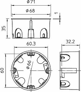 Obo Bettermann Cavity wall box HG 60-35 &Oslash;68x35 mm 2003426 | Elektrika.lv