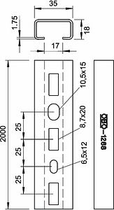 Obo Bettermann CM3518 profile rail, slot 17 mm, 35x18x2000, CMS3518P2000FS 1104454 | Elektrika.lv
