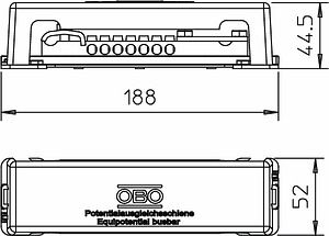 Obo Bettermann Equipotential busbar for outside installation, Black, 1809 A 5015111 | Elektrika.lv