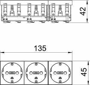 Obo Bettermann Socket, 0&deg;, 3-gang, 250V, 16A, gray, STD-D0 AL3 6120052 | Elektrika.lv