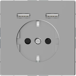 Schneider Electric Socket outlet with 2xUSB(2.4A), stainles steel, D-Life MTN2366-6036 | Elektrika.lv