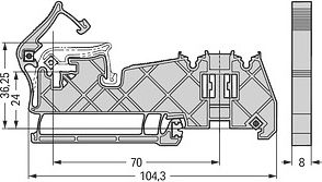 Wago Busbar carrier for busbars Cu 10 mm x 3 mm no contact to DIN rail, grey 790-400 | Elektrika.lv