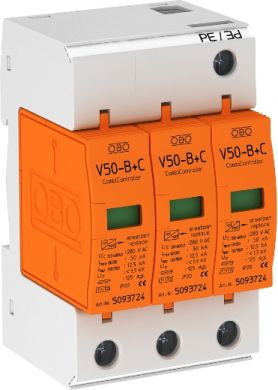 Obo Bettermann Lightning current and surge arrestor, 3-pole, 280V, V50-B+C 3-280 5093627 | Elektrika.lv