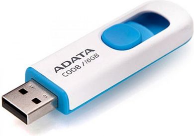 Adata USB flash C008 16 GB, USB 2.0, White/Blue AC008-16G-RWE | Elektrika.lv