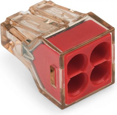 Wago Соединитель PUSH WIRE 4-проводный 4 мм² 32A коричневый прозрачный корпус 773-604/100 | Elektrika.lv