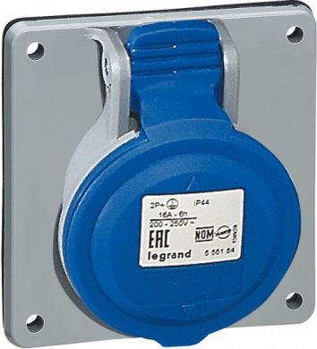 Legrand Panel mounting socket P17 - inclined outlet - IP44 - 200/250 V~ - 32 A - 2P+E 555284 | Elektrika.lv