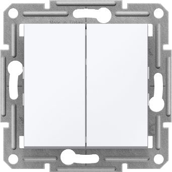 Schneider Electric 1+1 switch, 1P, 10AX screwless, white wo frame, Asfora EPH0370121 | Elektrika.lv