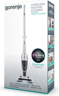 GORENJE Gorenje | Vacuum cleaner | SVC180FW | Handstick 2in1 | Handstick | 18 V | Operating time (max) 50 min | White | Warranty 24 month(s) | Battery warranty 12 month(s) SVC180FW