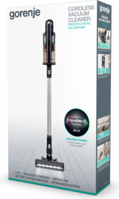 GORENJE Gorenje | Vacuum cleaner Handstick 2in1 | SVC252FMBK | Cordless operating | Handstick and Handheld | 35 W | 25.2 V | Operating time (max) 45 min | Black | Warranty 24 month(s) | Battery warranty 12 month(s) SVC252FMBK