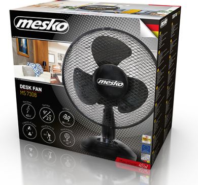 MESKO Ventilators MS 7308, 2 ātrumi, 30 W, Diametrs 23 cm, Melns MS 7308 | Elektrika.lv