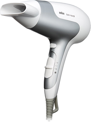 Braun Braun | Hair Dryer | Satin Hair 5 HD 580 | 2500 W | Number of temperature settings 3 | Ionic function | White/ silver HD 580
