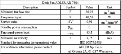 ADLER Ventilators AD 7304, 3 ātrumi, 45 W, Diametrs 40 cm, Balts AD 7304 | Elektrika.lv