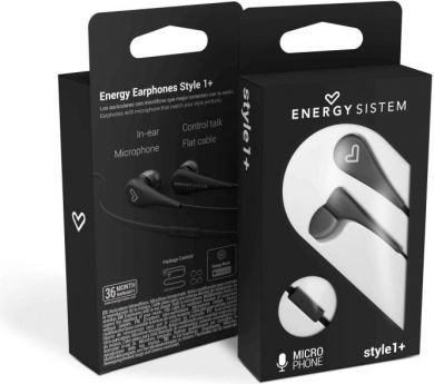 Energy Sistem Energy Sistem Earphones Style 1+ In-ear/Ear-hook, 3.5 mm, Microphone, Black, Black 445974 | Elektrika.lv