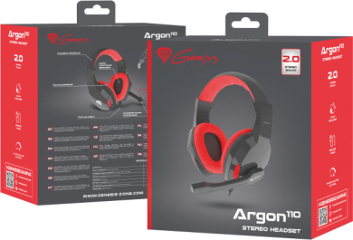 Genesis GENESIS ARGON 110 Gaming Headset, On-Ear, Wired, Microphone, Black/Red | Genesis | ARGON 110 | Wired | On-Ear NSG-1437