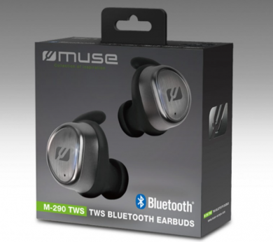 Muse Bezvadu austiņas, Iebūvēts mikrofons, Bluetooth, Melnas M-290TWS | Elektrika.lv