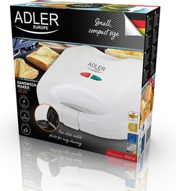ADLER Sandwich maker AD 301, 750W, white AD 301 | Elektrika.lv