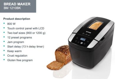 GORENJE Gorenje | Bread maker | BM1210BK | Power 800 W | Number of programs 12 | Display LCD | Black BM1210BK