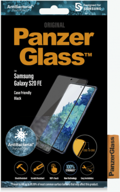 PanzerGlass PanzerGlass | Samsung | Galaxy S20 FE CF | Glass | Black | Works with face recognition and is compatible with the in-screen fingerprint reader; Case Friendly | Clear Screen Protector 7243