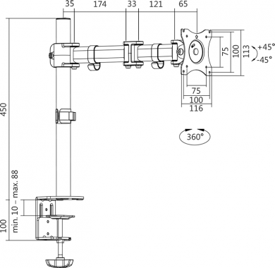 Logilink Logilink Desk Mount, BP0021, 13-27 ", Monitor Desk Mount, Maximum weight (capacity) 8 kg BP0021 | Elektrika.lv