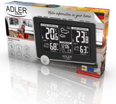 ADLER Adler Weather station AD 1175 Black, White Digital Display, Remote Sensor AD 1175 | Elektrika.lv