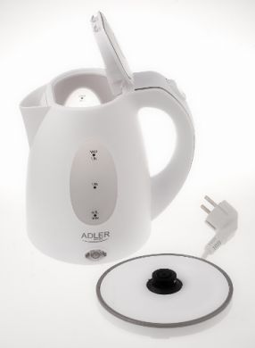 ADLER Electric Kettle Standard, 2000 W, 1.5 L, Plastic, White AD 1207 | Elektrika.lv