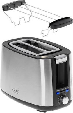 ADLER Adler | AD 3214 | Toaster | Power 750 W | Number of slots 2 | Housing material Stainless steel | Silver AD 3214