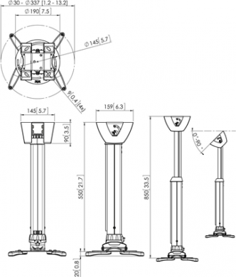 Vogels Vogels | Projector Ceiling mount | PPC1555W | Maximum weight (capacity) 15 kg | White PPC 1555W
