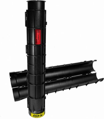 Evopipes Divdaļīga caurule melna, ar sarkaniem klipšiem EVOCAB SPLIT 110mm/1,2m 450N 2054611001203P08003 | Elektrika.lv