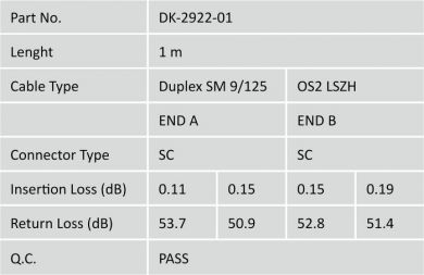 Digitus  FO, Duplex, SC to SC SM OS2 09/125 µ, 1 m, SC, SC Optiskais patch kabelis, Dzeltens DK-2922-01 | Elektrika.lv