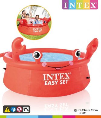 Intex Happy Crab Easy Set, 183x51 cm, Baseins, Vecums 3+, Sarkans 26100NP | Elektrika.lv