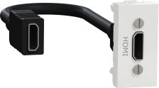 Schneider Electric Соединитель HDMI с кабелем, 1 модуль, белый/черный, New Unica NU343018 | Elektrika.lv