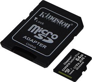 Kingston Atmiņas karte microSD 64GB ar SD Adapteri SDCS2/64GB | Elektrika.lv