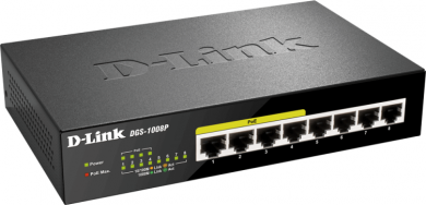 D-Link 8x1 Gbps (RJ-45) port network switch DGS-1008P/E | Elektrika.lv