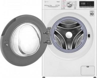LG Washing Machine With Dryer F2DV5S7S1E Energy efficiency class D, Front loading, 7 kg, 1200 RPM, 46 cm x 60 cm, Display, LED, Drying system, Steam function, Direct drive, Wi-Fi, White F2DV5S7S1E | Elektrika.lv