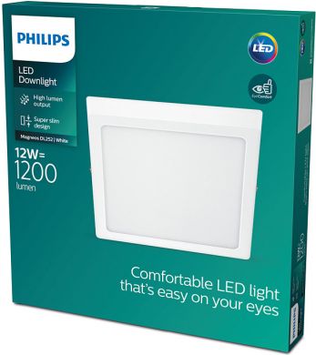 Philips LED luminaire Magneos SF DL252 SQ 210 12W 27K WH 06 ND 1200Lm IP20 210x210x28mm, white 929002661231 PL1 | Elektrika.lv