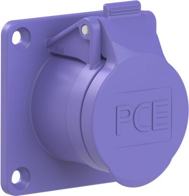 PCE CEE-flanged socket straight 3x16A (2p+PE) 24V IP44/54 violet 70x70 363v | Elektrika.lv