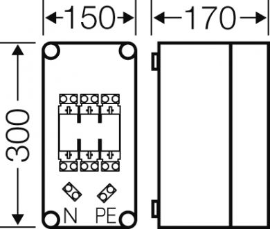 Hensel Mi 4150 HRC fuse box 1xNH00, 3P, 125A+PE+N, IP65 2000154 | Elektrika.lv