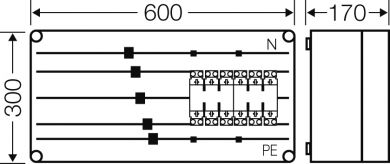 Hensel Mi HRC fuse box 2xHRC00, 3-pole, busbar 250 A, 5-pole, 2000656 | Elektrika.lv