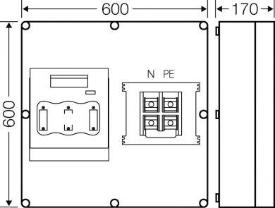 Hensel Mi 5853 HRC drošinātāju slēdža atvienotāja kārba 1xNH3, 3P, 630A+PE+N, IP65 2000727 | Elektrika.lv