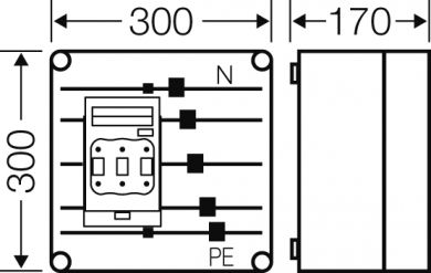Hensel Mi HRC fuse switch disconnector box , 1x3xHRC00,bus-mounted, 630A, 5-pole 2000737 | Elektrika.lv