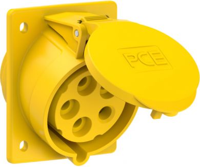 PCE CEE-flanged socket 5x32A(3P+N+PE) 4h IP44/IP54 80x97 sloping yellow 425-4 | Elektrika.lv