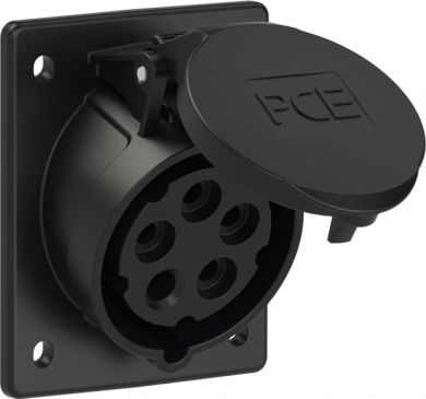 PCE CEE Kontaktligzda 5x16A(3P+N+PE) 7h IP44/IP54 80x97 leņķa melna 415-7 | Elektrika.lv