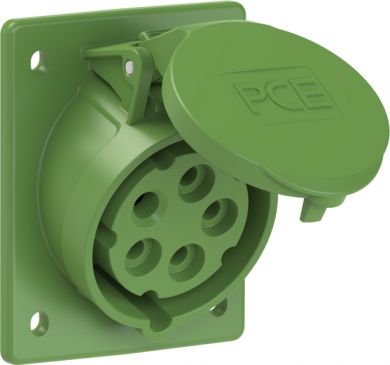 PCE CEE Kontaktligzda 5x16A(3P+N+PE) 10h IP44/IP54 80x97 leņķa zaļa 415-10 | Elektrika.lv
